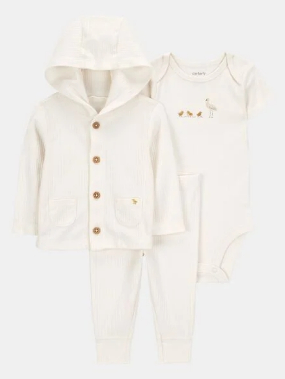 NWOT Carter's Baby 3-Piece Chick Little Cardigan Set, Ivory, Newborn